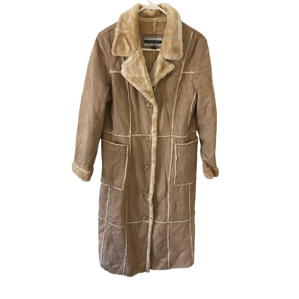 Big Chill Shearling Women's Leather Patchwork Penny Lane Full Length Coat - Larg